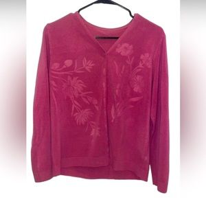 Dark tone pink cardigan with light florals